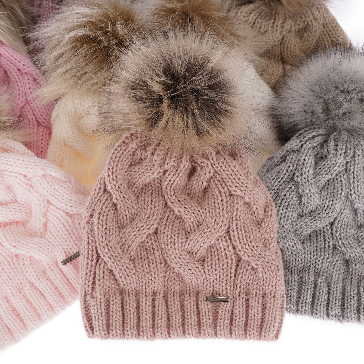 Woman's winter hat pink Terri with pompom