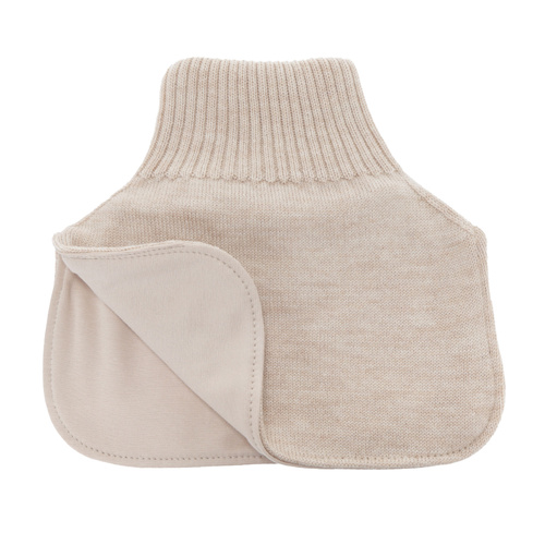 Boy's winter neck warmer, 100% merino wool, cotton lining, beige, Tiket