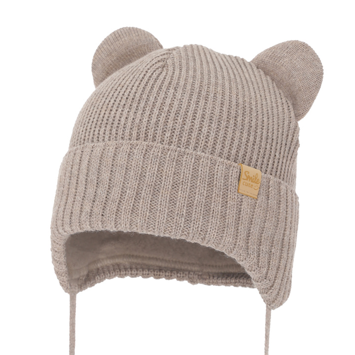 Boy's winter hat beige with merino wool Shedon