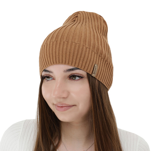 Woman's spring, autumn hat, with cotton, camel, Mirona