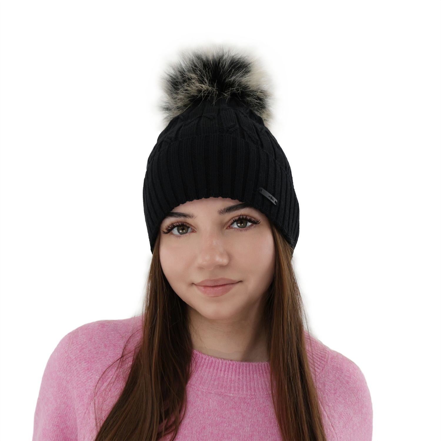 Woman's winter hat in pink merino wool Talaria