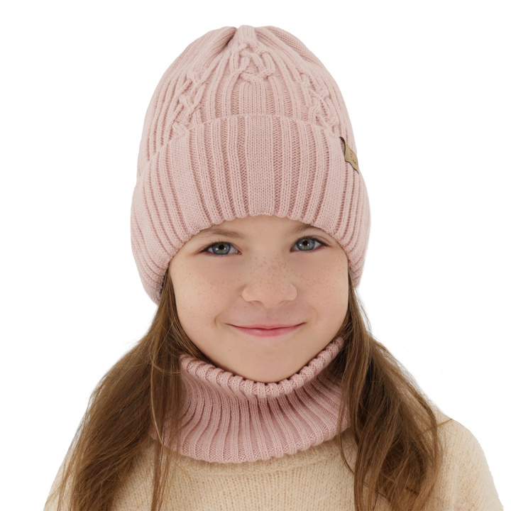 Girl's winter set: hat and tube scarf pink Rema