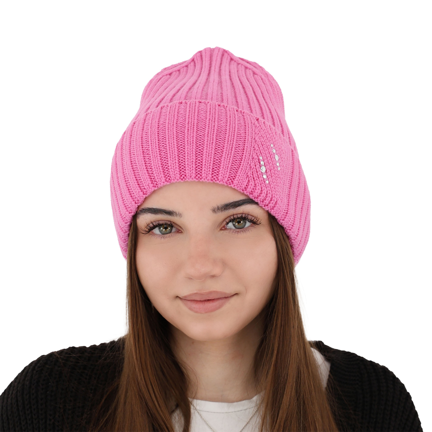 Woman's winter hat pink Ariga 100% extra fine merino wool