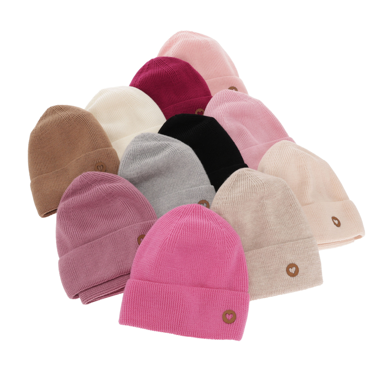 Girl spring autumn set hat and tube scarf pink 100% extra fine merino wool Brook