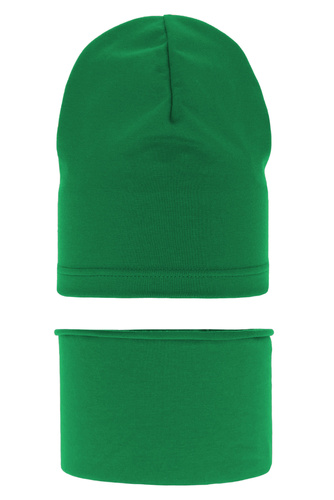 Boy's spring/ autumn set: hat and tube scarf green Hazel