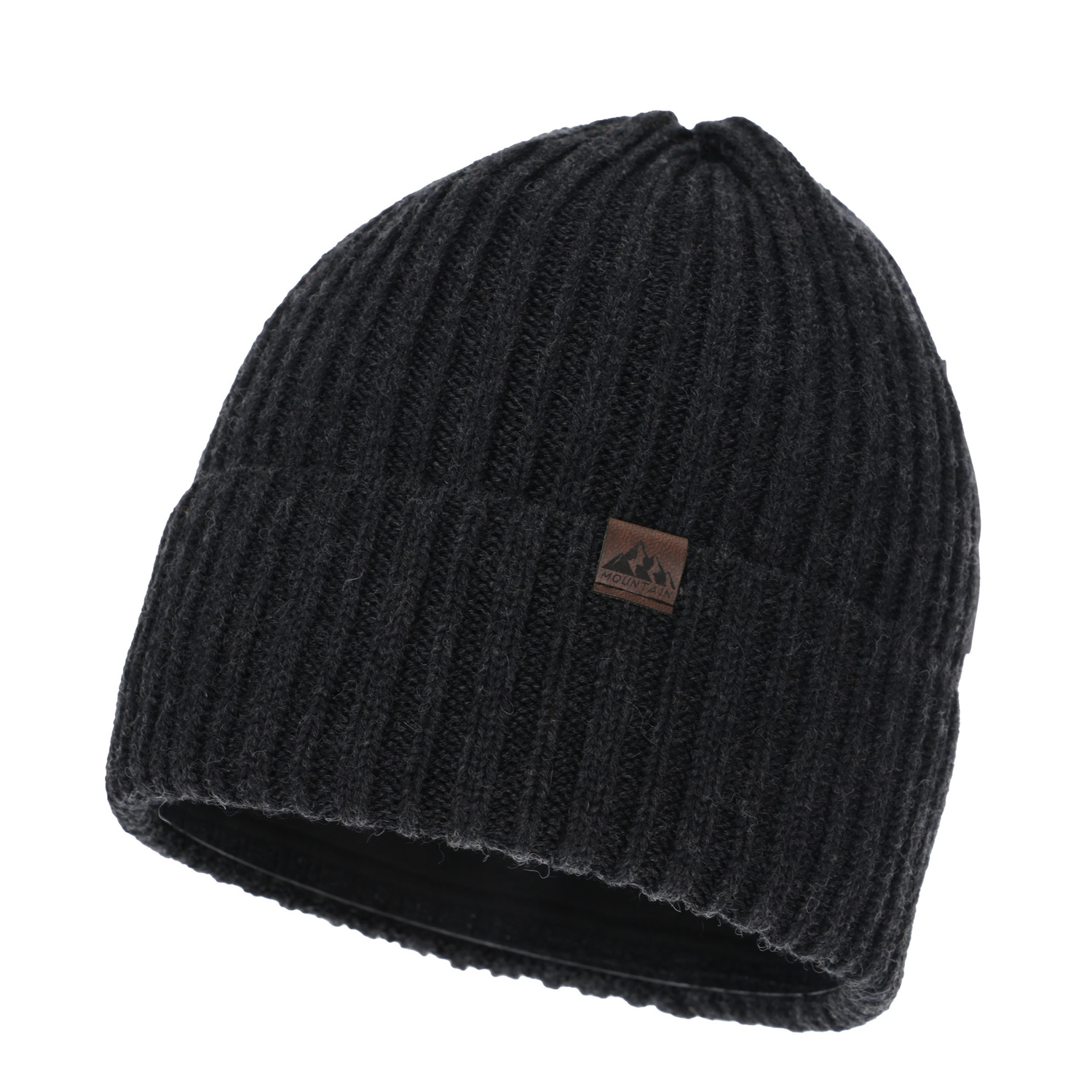 Men's winter hat, dark grey, with merino wool, Huno