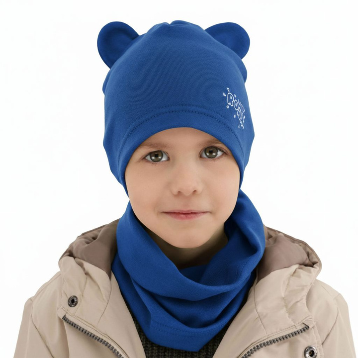 Boy's spring/ autumn set: hat and tube scarf blue Cymes