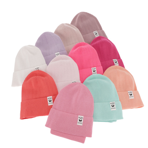 Girl's spring/ autumn set: hat and tube scarf, with cotton, mint Leonita