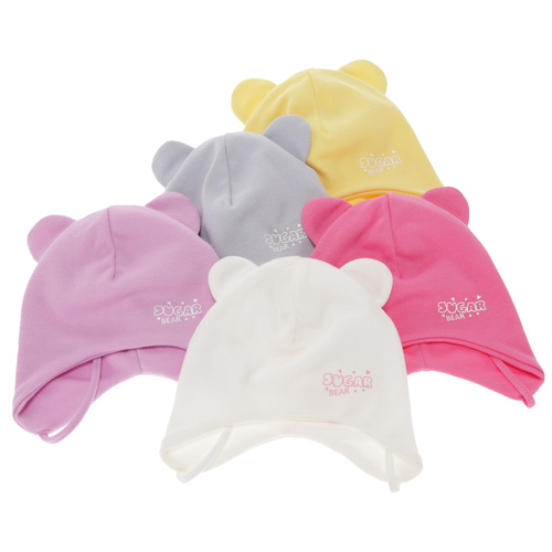 Girl's spring/autumn hat, yellow, cotton, with ears, Kelda