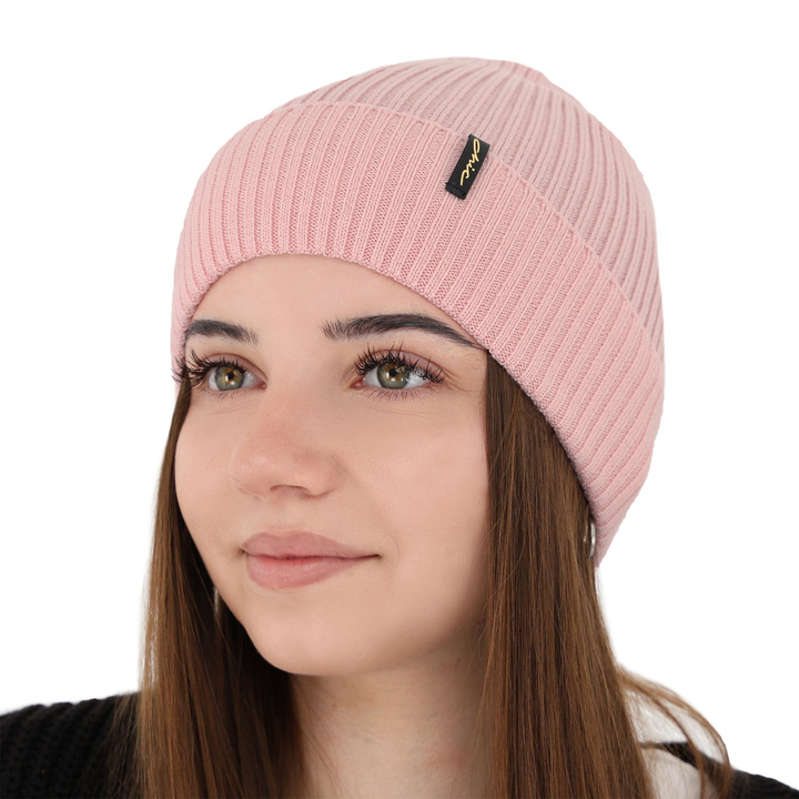 Woman's winter hat pink Megan 100% extra fine merino wool
