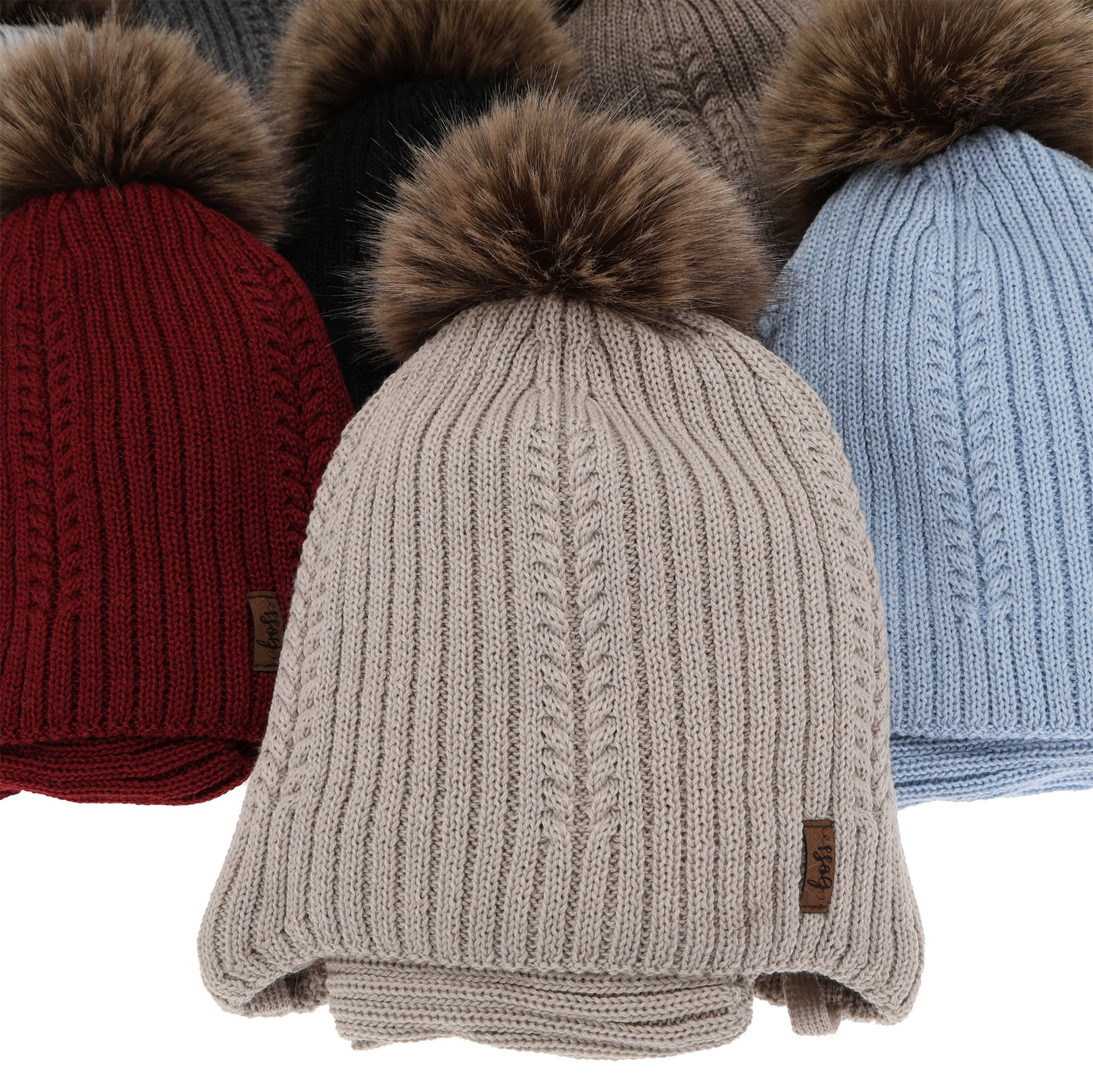 Hat and tube scarf for boy winter set, burgund, with merino wool, tied Zongo