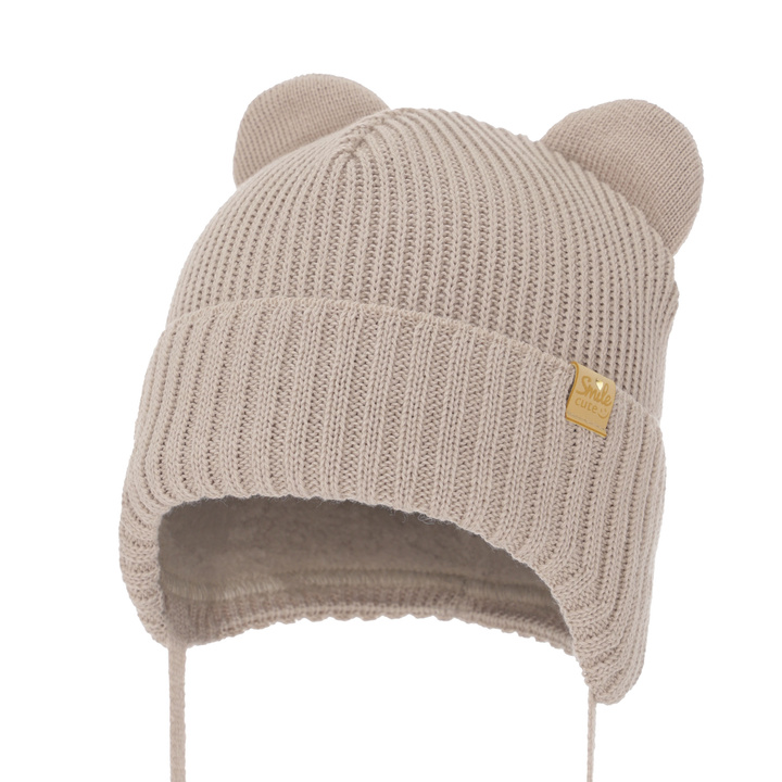 Girl's winter hat beige with merino wool Shira