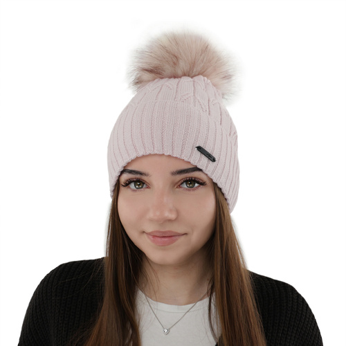Woman's winter hat in pink merino wool Talaria