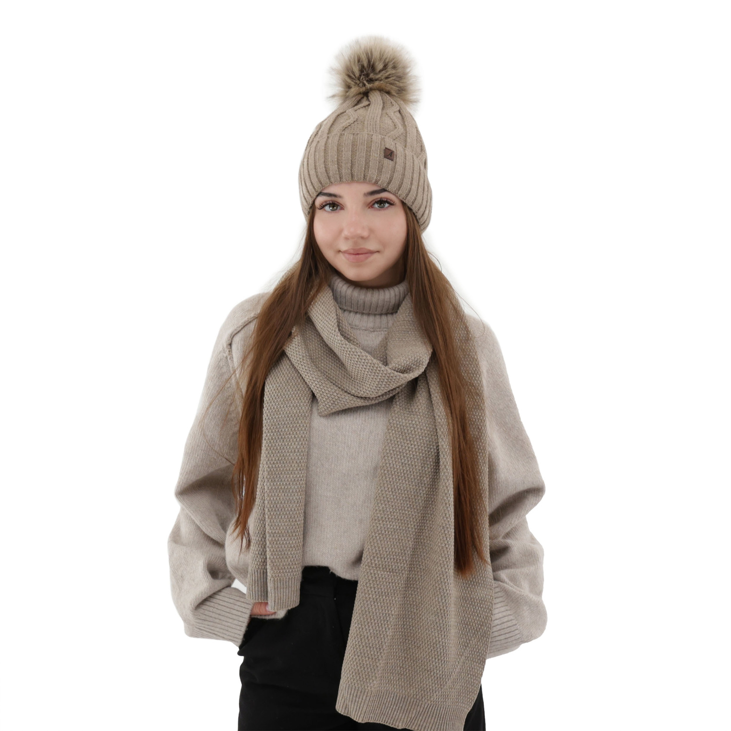 Women's winter scarf beige Agora
