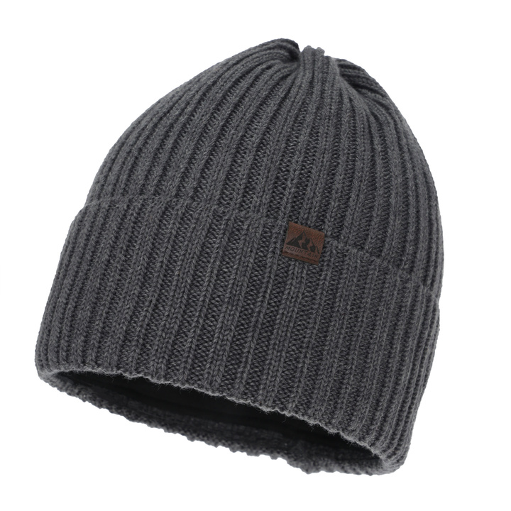 Men's winter hat, gray, with merino wool, Huno