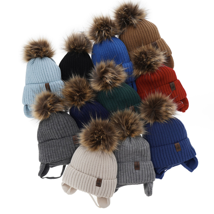 Boy's winter set: hat and tube scarf black Puzel with pompom