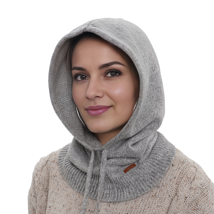 Women's winter balaclava grey merino wool balaclava Elizabeth