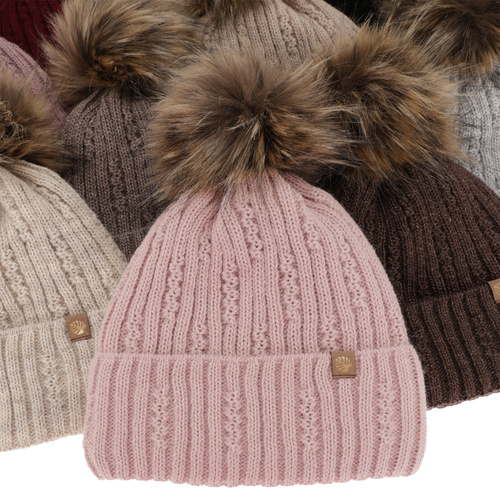 Woman's winter hat pink Savona with pompom