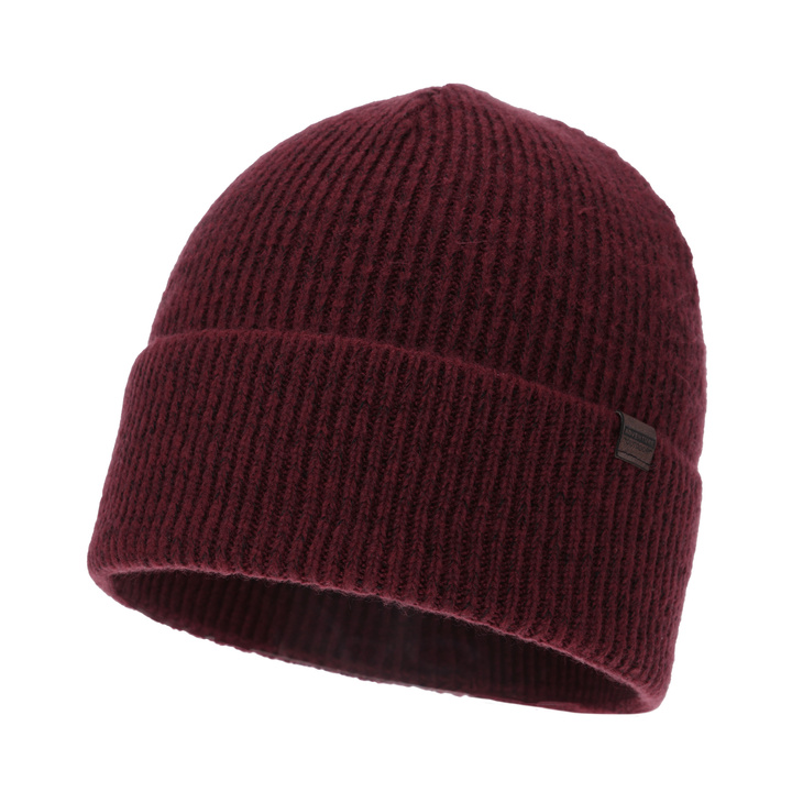 Men's winter hat, burgundy, with merino wool, Korins