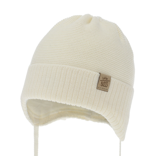 Boy's winter hat ecru with merino wool Darsi