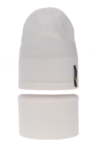 Girl's spring/ autumn set: hat and tube scarf ecru Flores