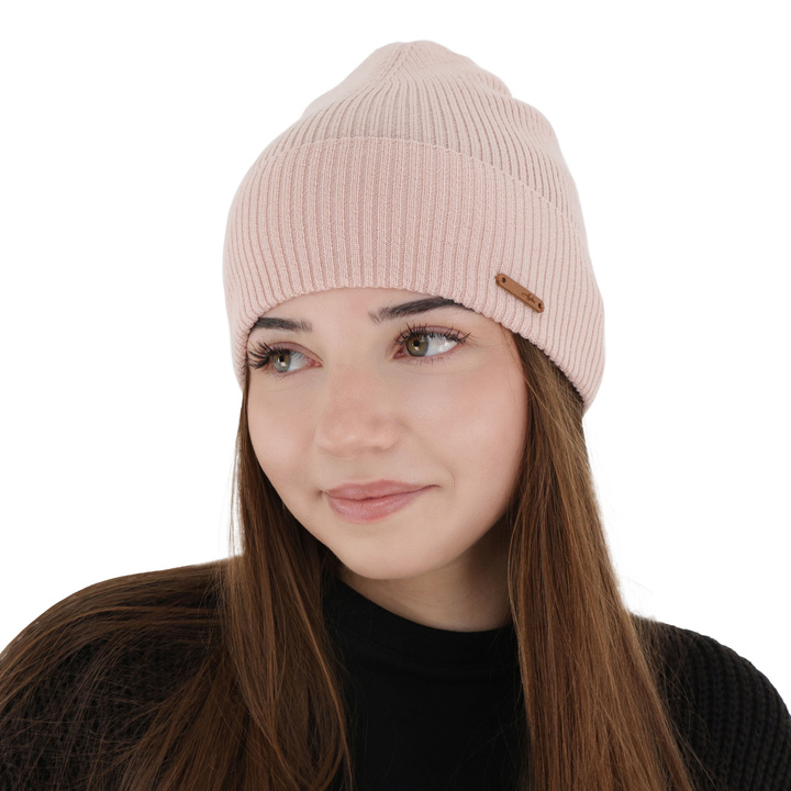 Woman's autumn, winter hat, pink, 100% merino wool, Flerra