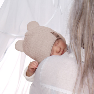 Girl's spring/ autumn hat pink Pigi with ears