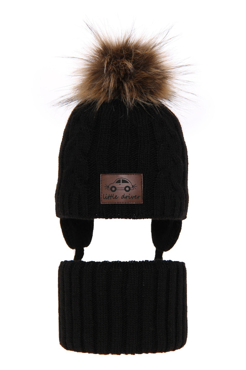 Boy's winter set: hat and tube scarf black Kapi