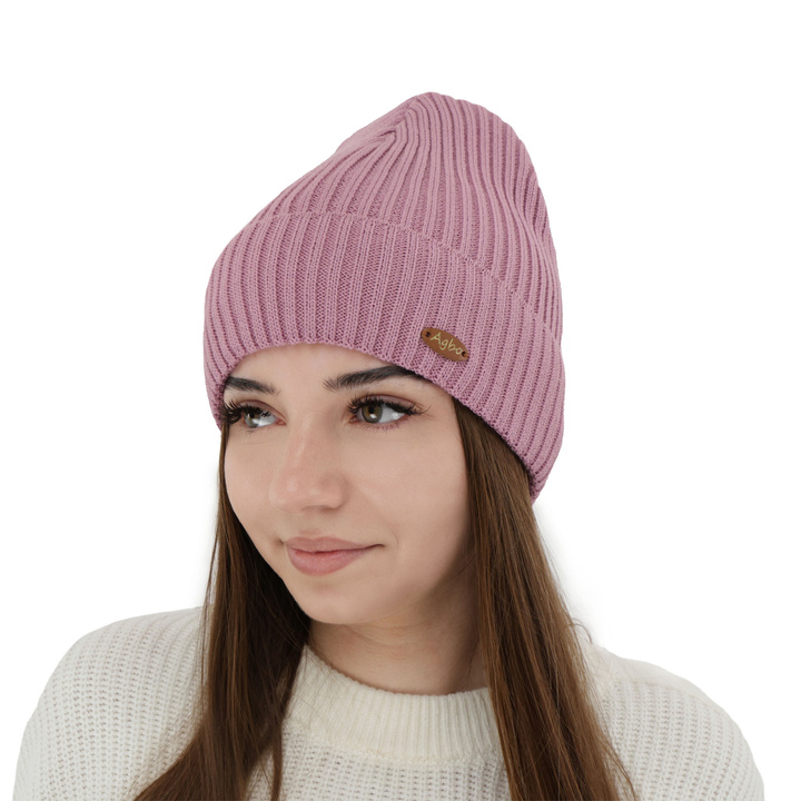 Woman's winter hat, violet, with merino wool Shila