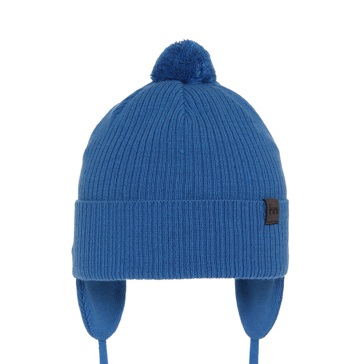 Boy's spring/ autumn hat blue Axel with pompom