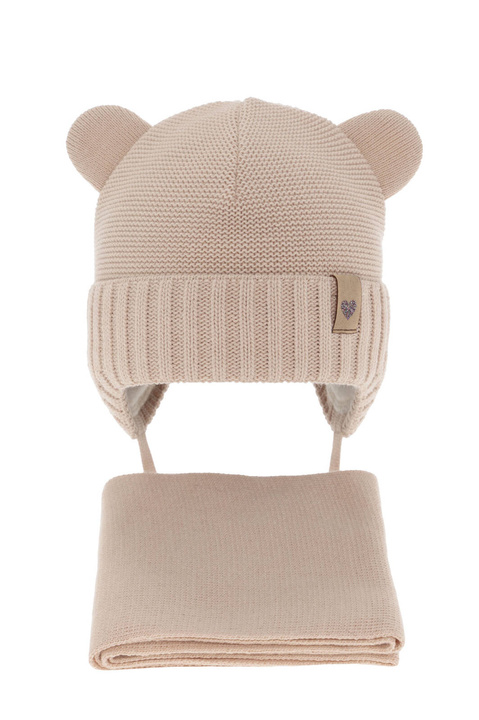 Girl's winter set: hat and scarf in beige Alice