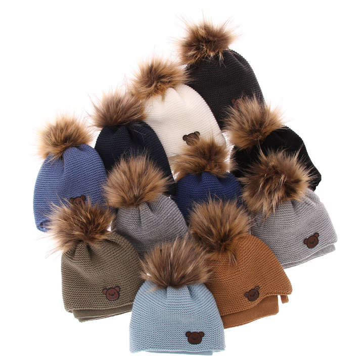 Boy's winter set: hat and scarf blue Banksi with pompom