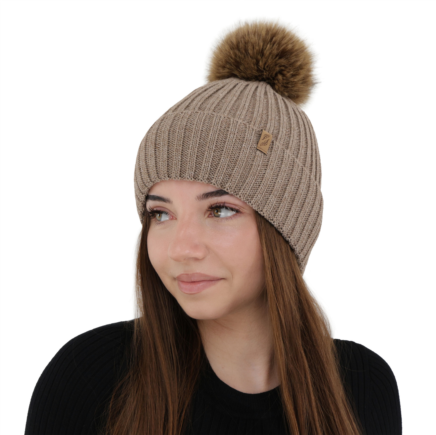 Woman's winter hat, purple, with merino wool, Zamira