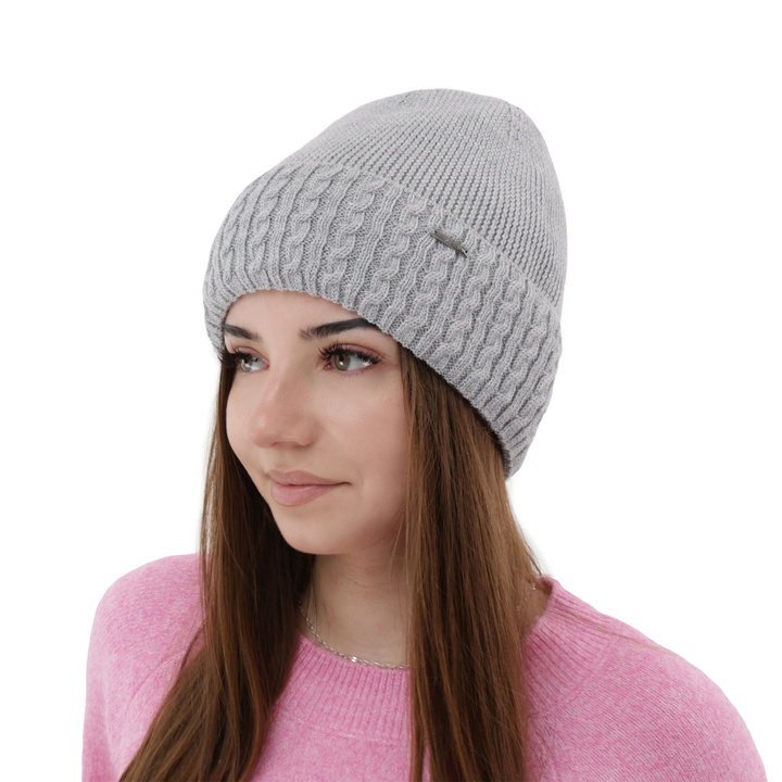 Woman's winter hat grey merino wool Febe