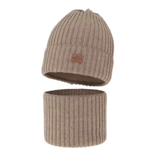 Boy's winter set: hat and tube scarf beige Fargo