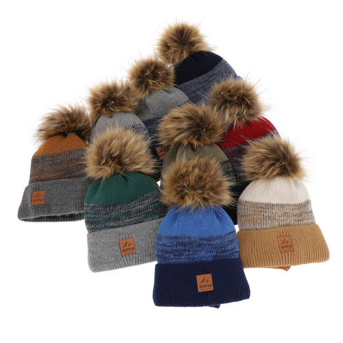 Boy's winter set: hat and tube scarf grey with pompom Buffalo