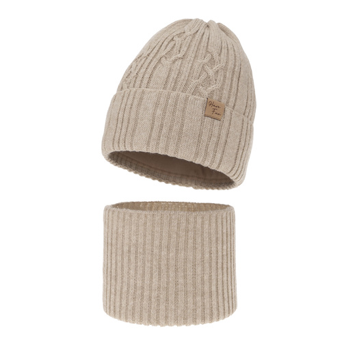 Girl's winter set: hat and tube scarf beige Rema