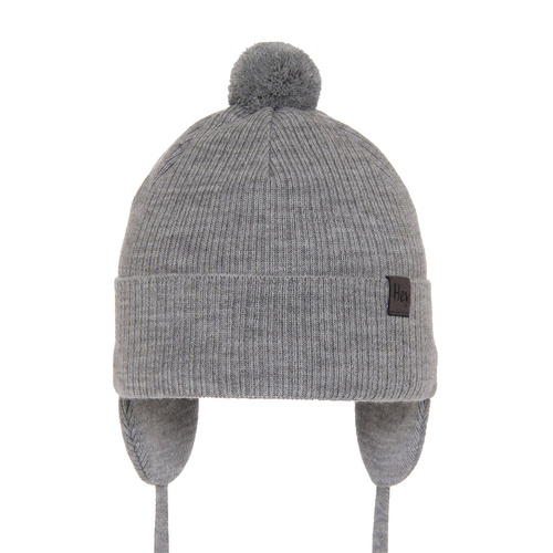 Boy's spring/ autumn hat grey Axel with pompom