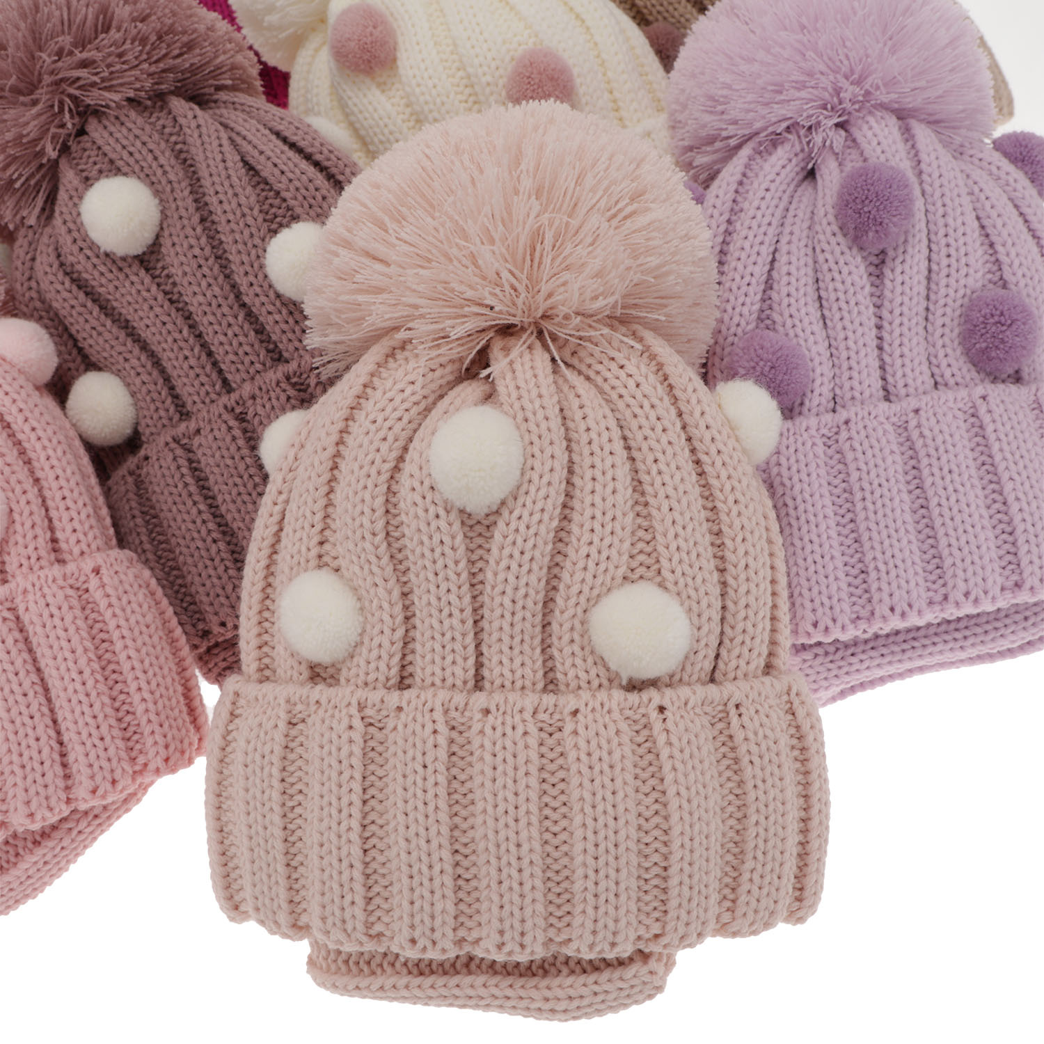 Girl's winter set: hat and tube scarf white Hekate with pompom