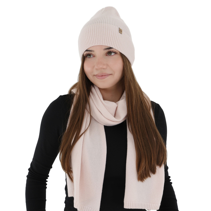 Woman's winter scarf, light pink, merino wool with cashmere, Irenia