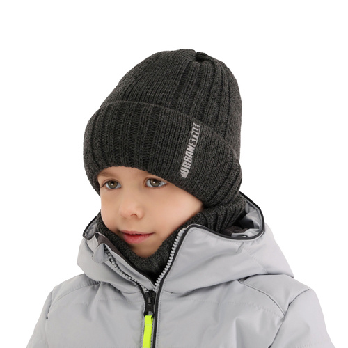 Boy's winter set: hat and tube scarf grey Balaton
