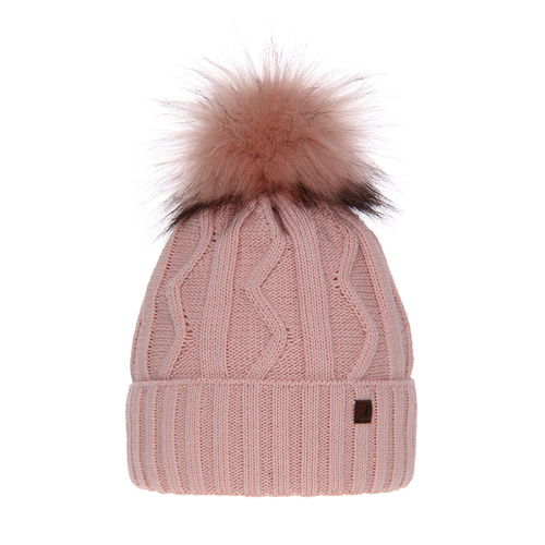 Woman's winter hat pink Renika with pompom