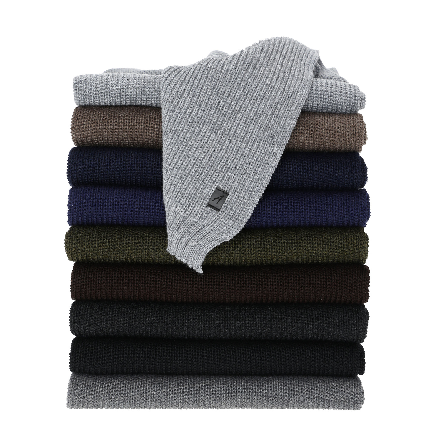 Men's winter scarf, khaki, with merino wool Algor