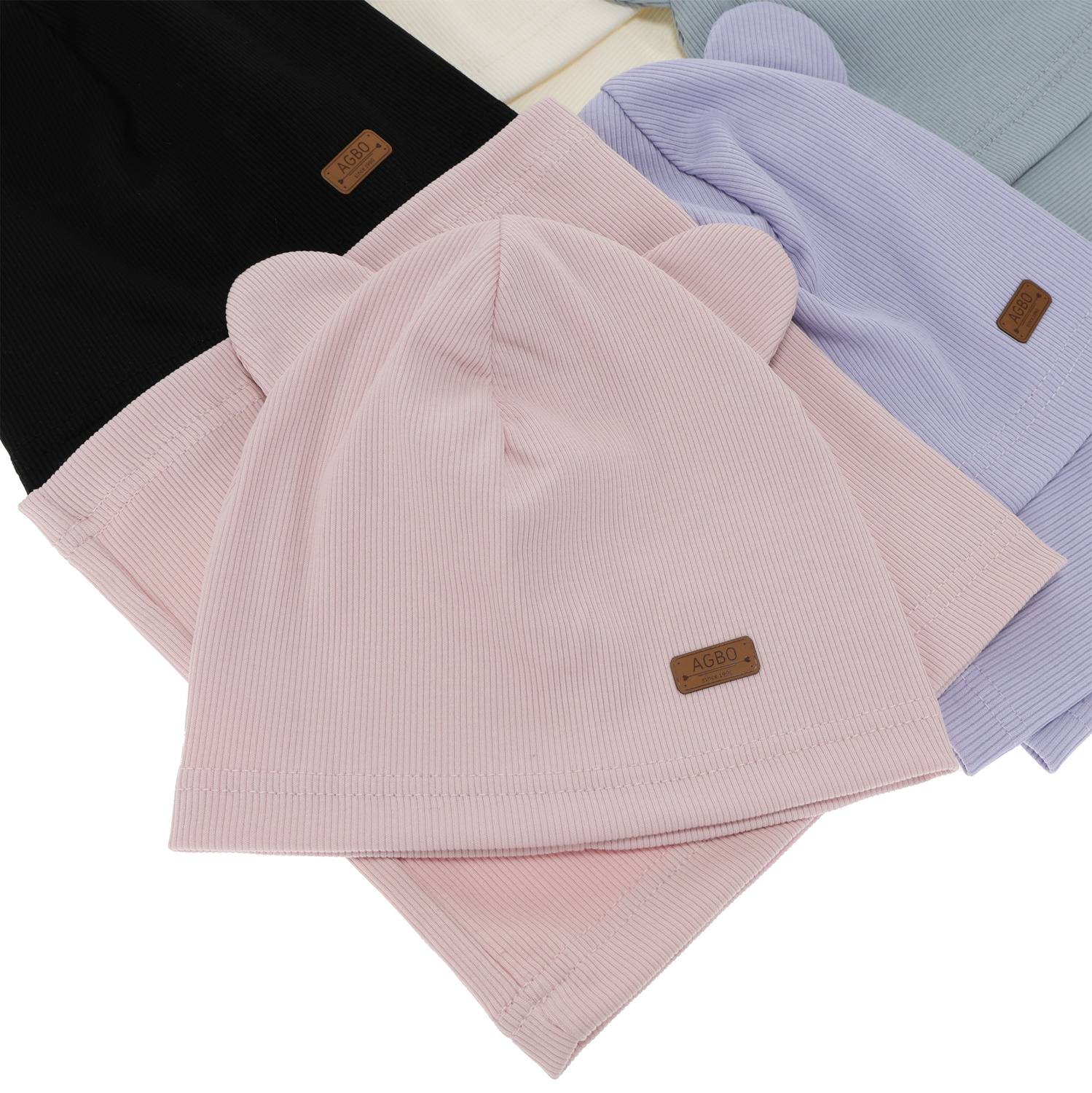 Girl's spring, autumn set: hat and tube scarf, cotton, ecru Georgea