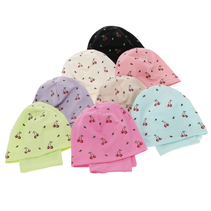 Girl's spring/ autumn cotton set: hat and tube scarf ecru Cerise