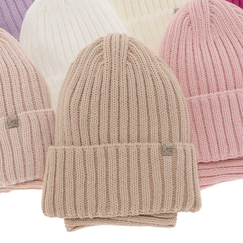 Girl's winter set: hat and tube scarf pink Mitti