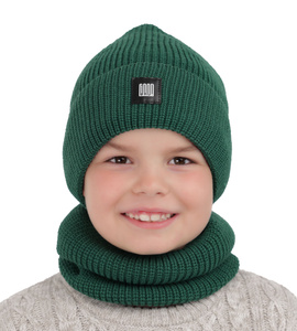 Boy's winter set: hat and tube scarf khaki Amadeo