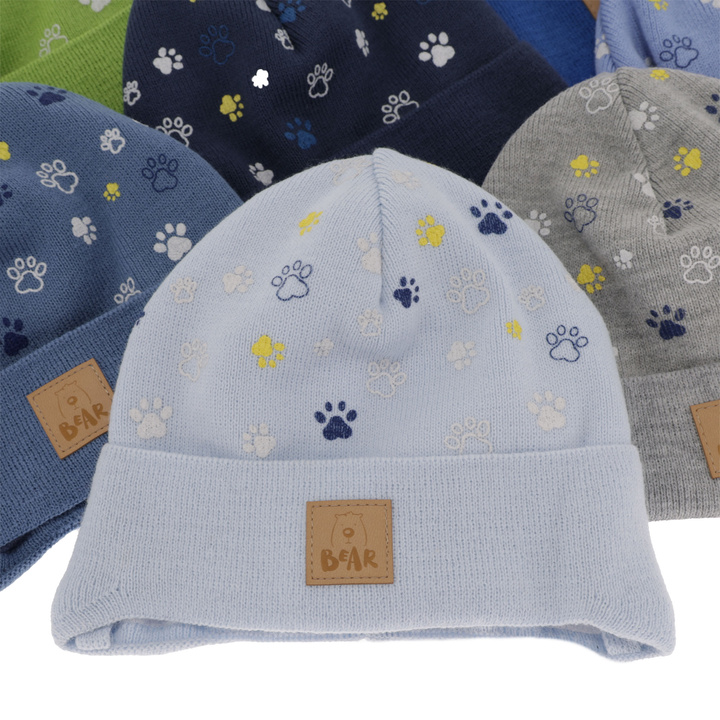 Boy's spring/ autumn hat light blue with pompom Folik