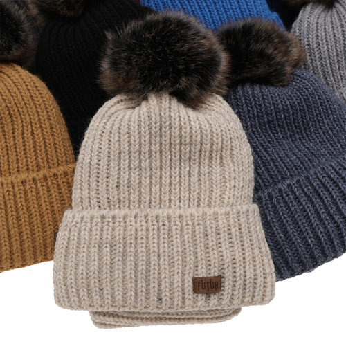 Boy's winter set: hat and tube scarf grey with pompom Wonder