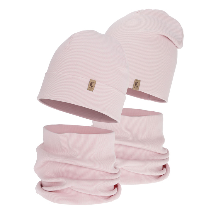 Girl's spring, autumn set: hat and tube scarf, cream, cotton, Bravura